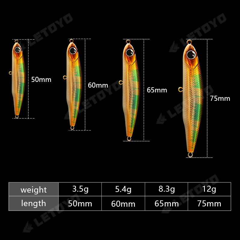 LETOYO غرق قلم رصاص 17 جرام 12 - مراجعة Fishing Lure Topwater وسعره